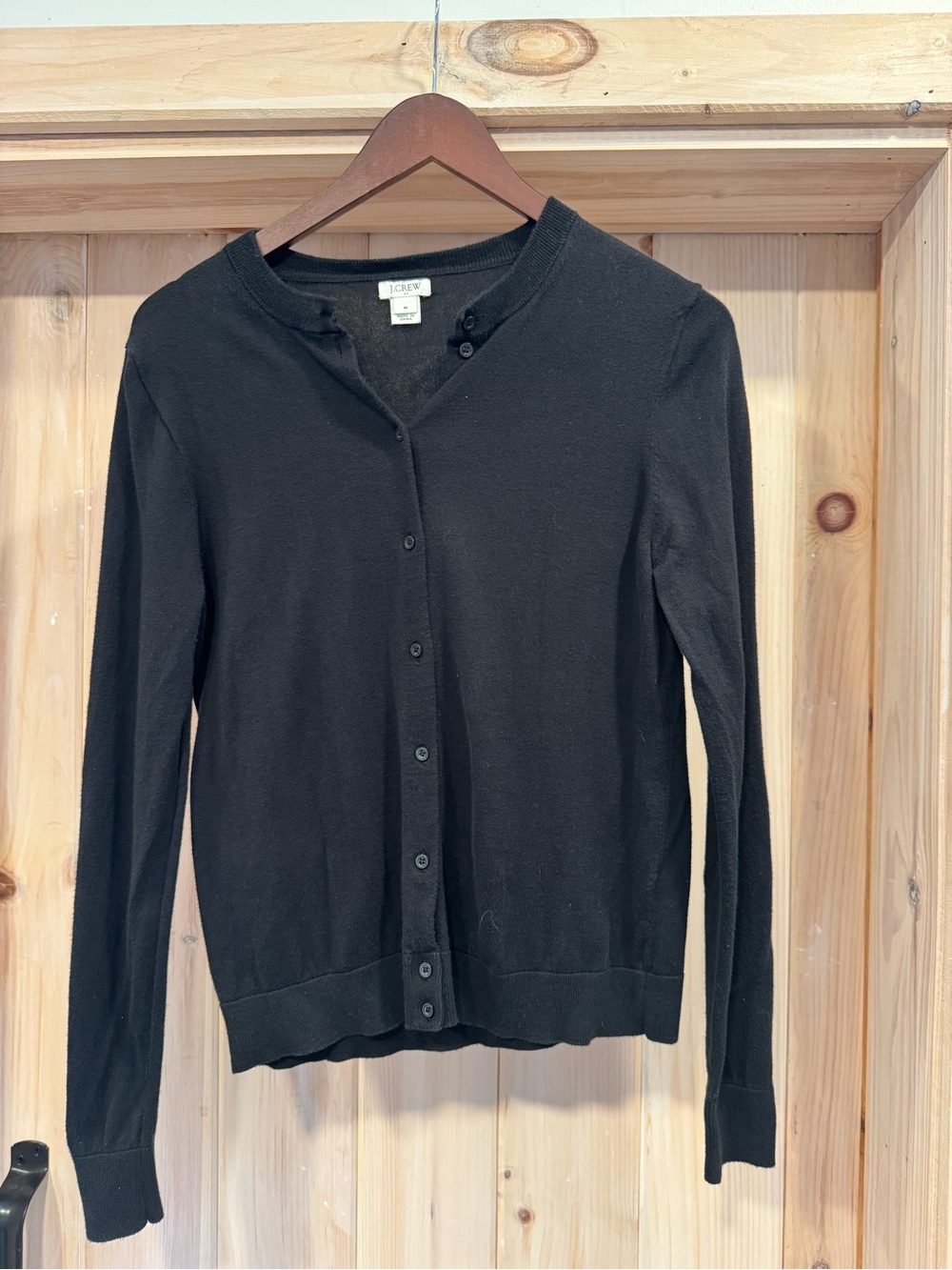J. Crew Black Button-Front Lightweight Cardigan